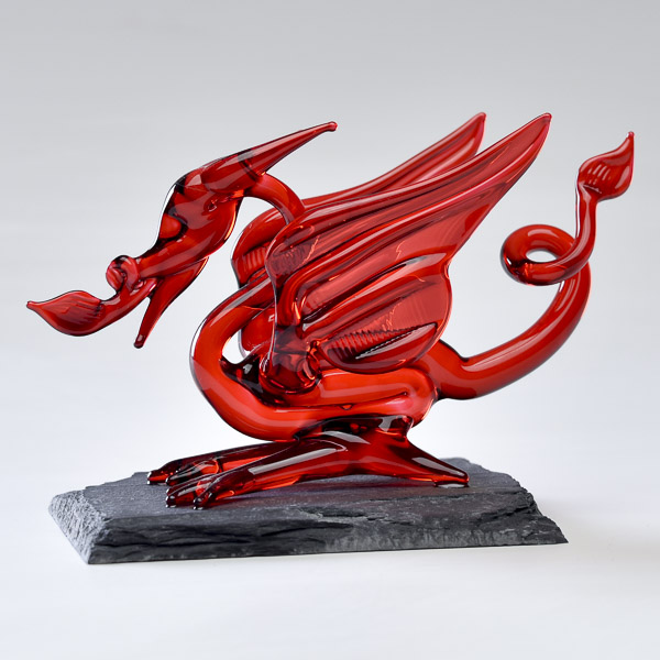 Fantasy Dragon Red on Slate Small