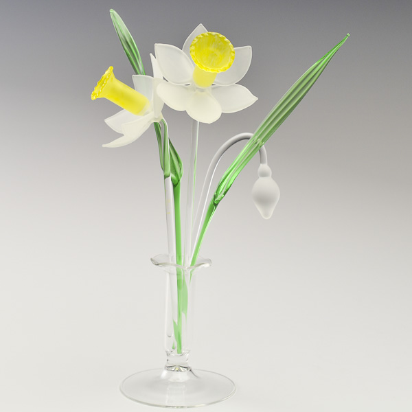 Daffodils White Frosted and Yellow Small