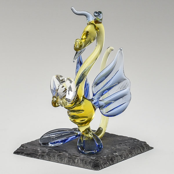 Baby Dragon Yellow and Blue with Crystal Heart