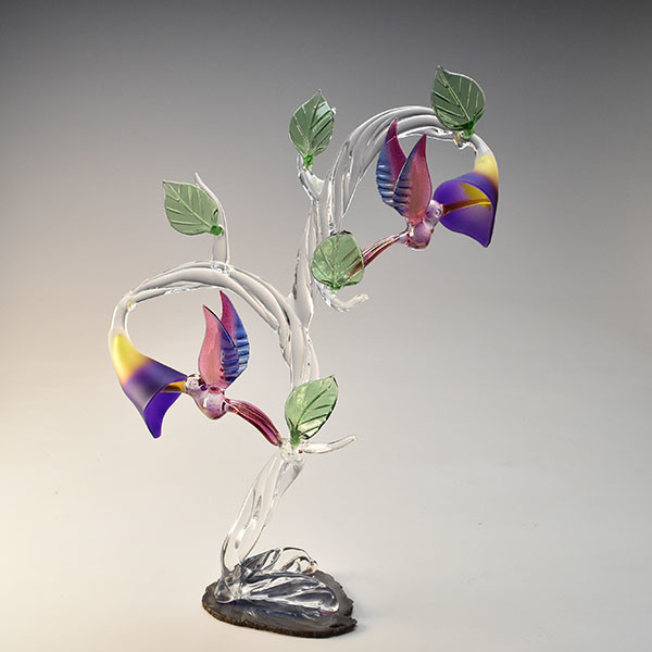 Double Hummingbird on Purple Agate